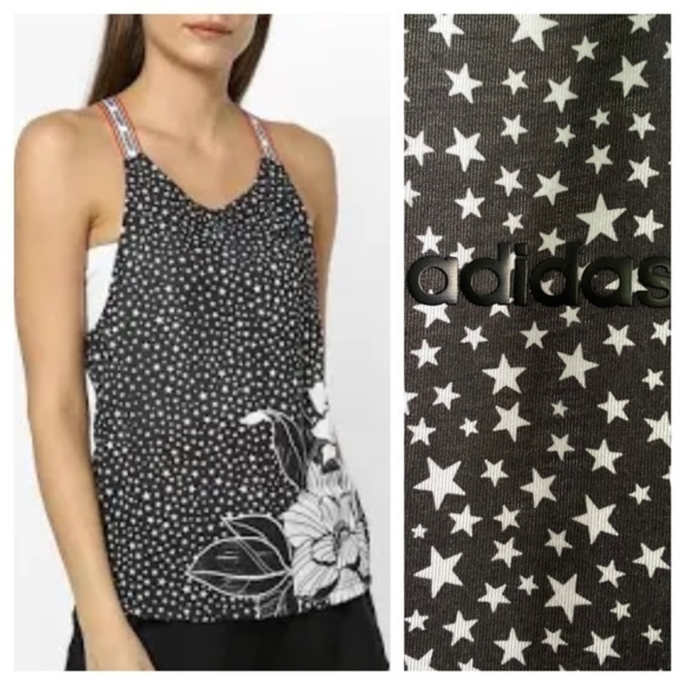 Adidas X FARM Rio Black White Rainbow Strap Brilliant Basics Tank Top Medium